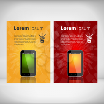 Vertical sale flayers with mobile phone illustration. Sale and discounts.