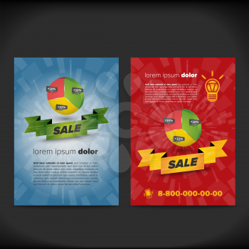 Finance leaflet design with chart and ribbon with sample text
