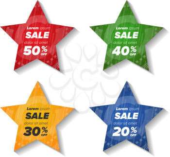 Summer sale star stickers. Sale and discounts. Vector illustration