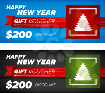 New year gift voucher with abstract color backgrounds