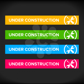Under construction sign design. Multicolor set with repair icons