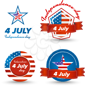 Independence day icons set with usa flag