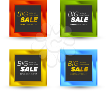 Colorful Vector Big Sale Tags In shiny squares