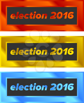 Shiny Colored Rectangle Badge with Election tag