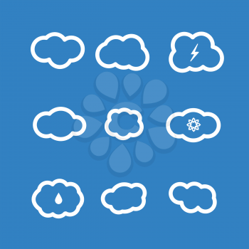 Vector Cloud Icons on a blue background