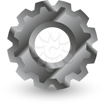 gear maden from metal with shadow, settings icon