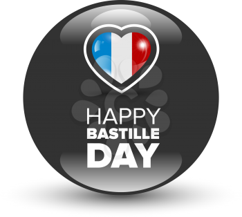 14th July Bastille Day of France. Happy Bastille day card. Celebration background with heart and text