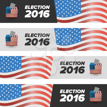 United States Election Vote banners with shabow on white background