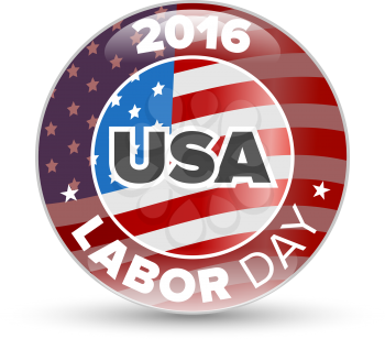Labor Day badge with USA flag on a white background