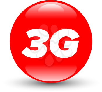 Green 3G sign mobile network icon with shadow