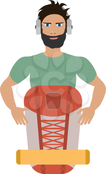 A vector illustration of a man traveling and hiking