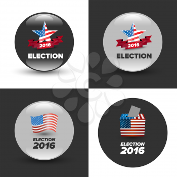 United States Election Vote Badges on white and black