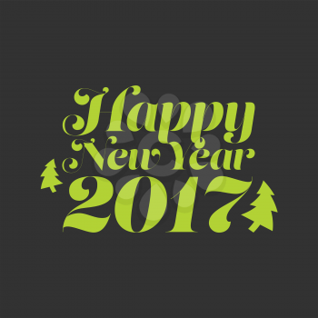 New Year 2017 card on a black background