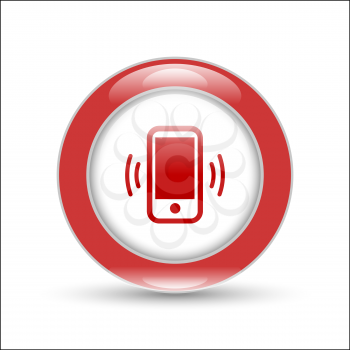shiny mobile phone icon with round button