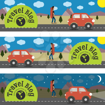 Travel tourism concept banners set for infographic