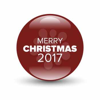 Circle red badge with white text Merry Christmas 2017
