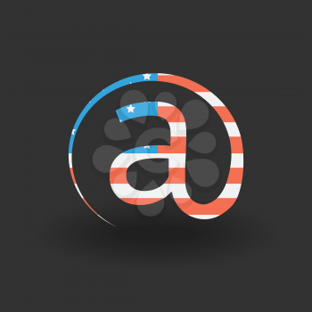 email icon with USA flag texture on a black background
