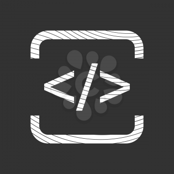 development html flat icon on black background