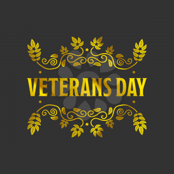 Veteran day golden bagde with a black background