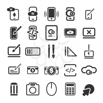 25 icons SEO and development set on white background