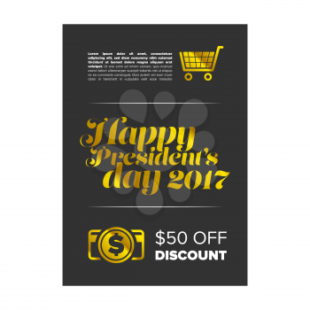 Happy President Day sale banner with black background