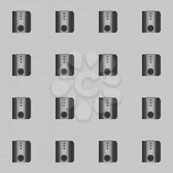 Speakers seamless pattern on a gray background