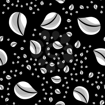 leaf seamless pattern on a black background
