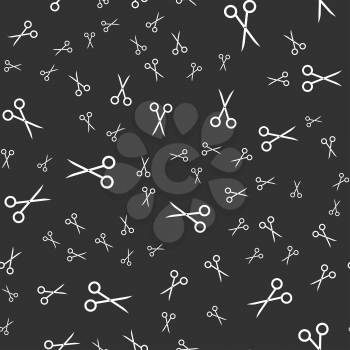 Scissors seamless pattern on a black background