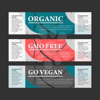 gmo free color vector web banners with leaves background