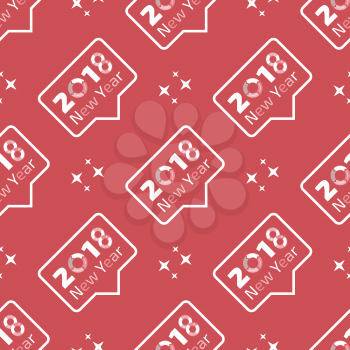 Flat design red colour New Year seamless pattern