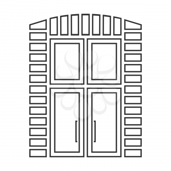 Outlined vector doors inside the brick wall