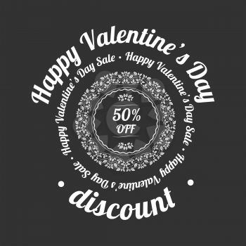 Happy Valentine Day vintage banner with vignette