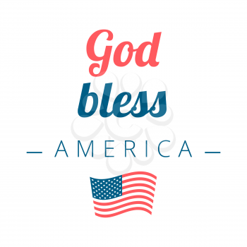 God Bless America sign with the flag on a white background
