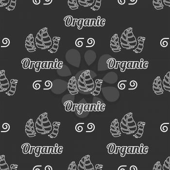 Organic food seamless pattern on a black background