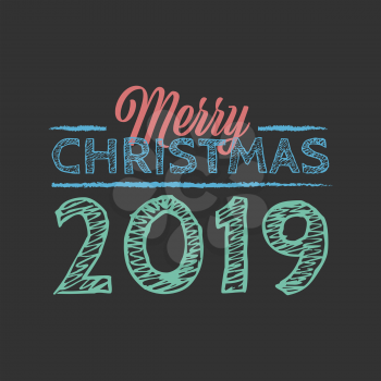 Merry Christmas 2019 vector sign in Vintage style