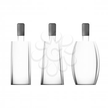 Realistic wine bottles set with shadow on the white background