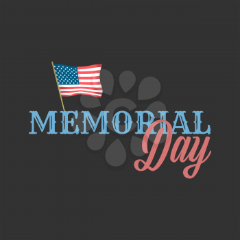 Vintage style Memorial day vector banner with American flag
