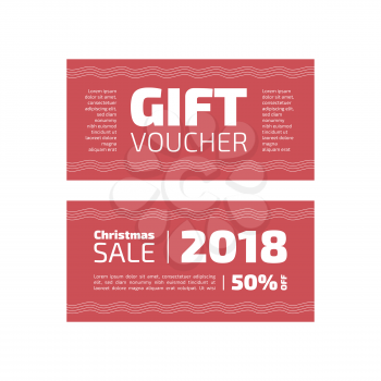 Gift voucher for Christmas sale on red background