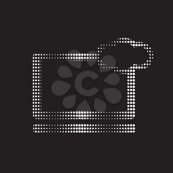 Halftone cloud service icon on a black background