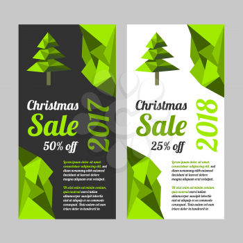 Christmas sale banner set on black and white backgrounds