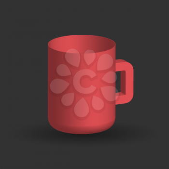 Red three dimensional cup on a black background