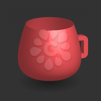 Red three dimensional cup on a black background