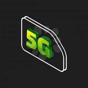 5g internet. Isometric promo illustration with the sim card