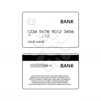 Credit or debit cards templates. Black and white illustration