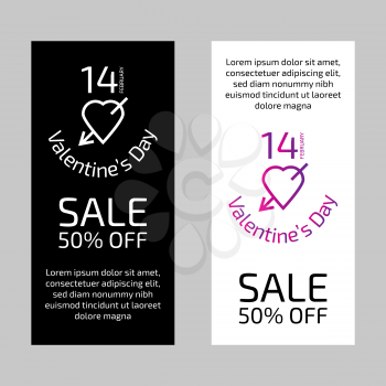 14 February Valentine Day vector sale banners on the white background