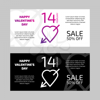 14 February Valentine Day vector sale banners on the white background