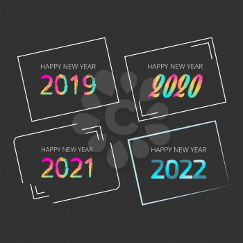 2019, 2020, 2021, 2022 new year signs - Vector illustration