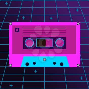 Vector duotone Audio cassette 80s design style
