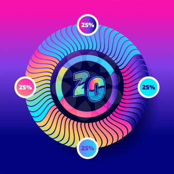 Duotone vector circle chart on the color background