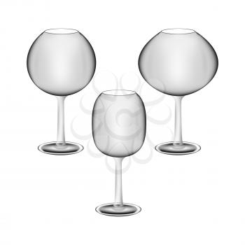 Realistic Vector wine glass set on the white background